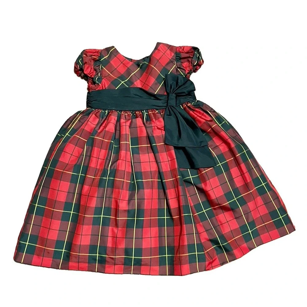 Ralph Lauren Girls Red And Black Tartan Plaid Dress Holidays Occasions Size 4